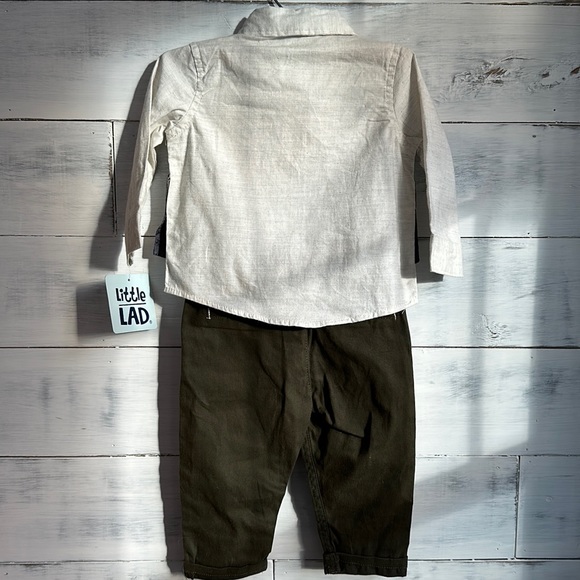 NWT| Little Lad Plaid Vest, Green Chino & Bow Tie 3-Piece Outfit | 6-9 months - Picture 2 of 2